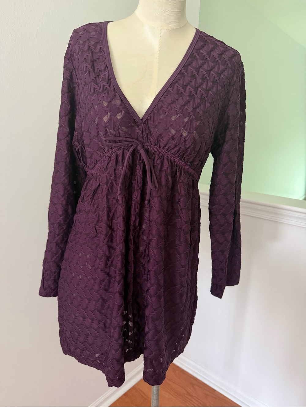 Athena Plum Crochet V-Neck Swim Coverup